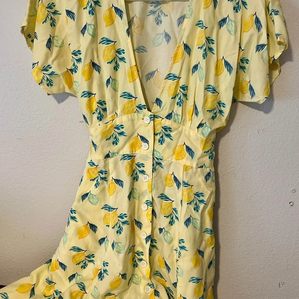 Marine Layer Camila Mini Dress
$188 Lemon print sundress sz Small A line flutter - Picture 5 of 7
